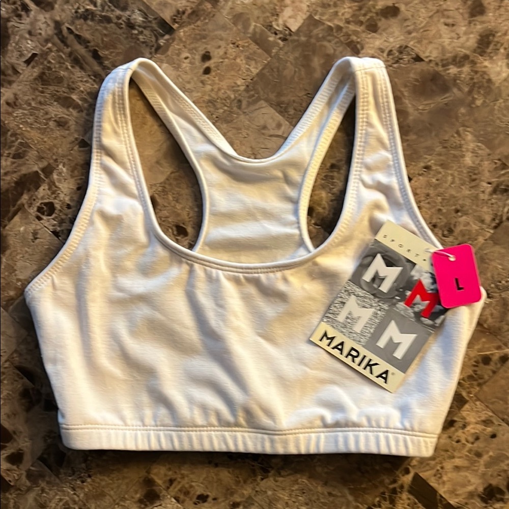 NWT Marika Cream Racerback Sports Bra Size L